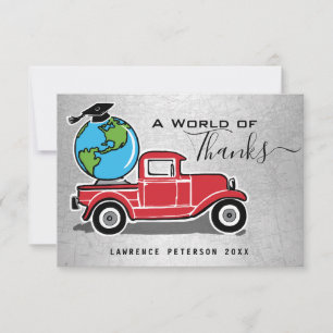 Vintage Red Lastbil Grad Cap World Studenten Tack Kort