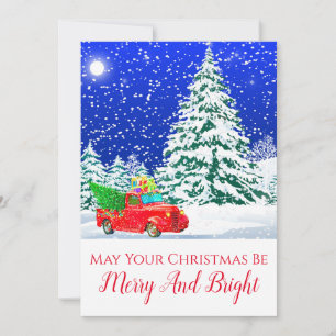 Vintage Red Lastbil i Snö God jul och Bright