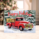 Vintage Red Lastbil i Snowy Forest-julen Helgkort<br><div class="desc">Skicka varmt helgdag önskemål med vår Vintage Red Lastbil i Helgdag Snowy Forest Det här charmingkortet har en nostalgisk illustration av en vintage röd lastbil, försedd med festliga träden och laddad med gåvor, som ställs mot en picturesque snöskog. Perfekt för att dela årstidens anda, detta kort fångar julens tidlösa glädje...</div>