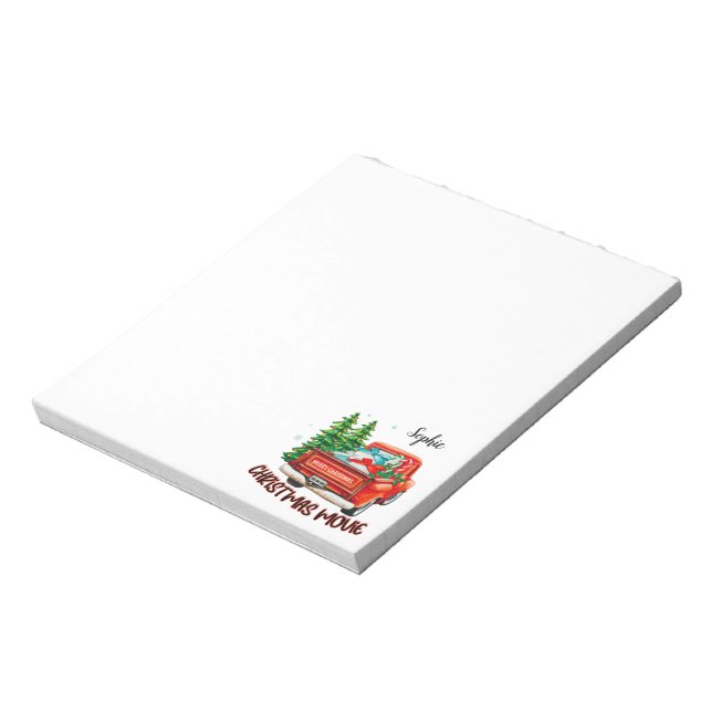 Vintage Red Lastbil, julfilm Anteckningsblock (Roterad)