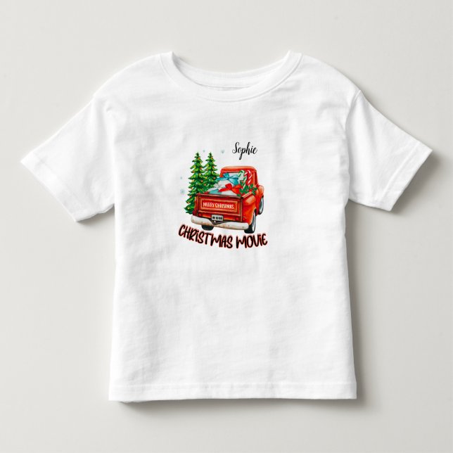 Vintage Red Lastbil, julfilm T Shirt (Framsida)