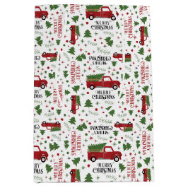 Vintage Red Lastbil Julgran Mönster