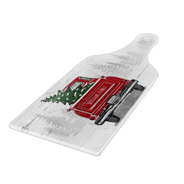 Vintage Red Lastbil Julgran Namn Rustic (Hörn)