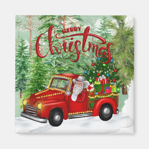 Vintage Red Lastbil-julgranen Magnet