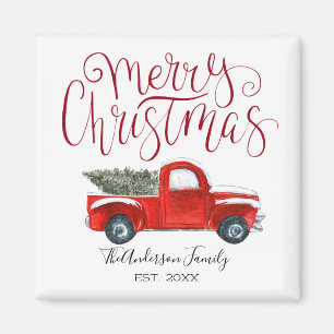 Vintage Red Lastbil-julgranen Magnet