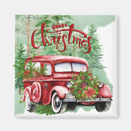 Vintage Red Lastbil-julgranen Magnet