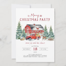 Vintage Red Lastbil julpars inbjudan