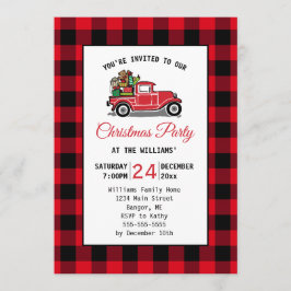 Vintage Red Lastbil Leksak jul Party Inbjudningar