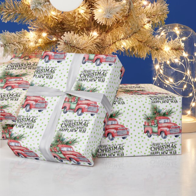 Vintage Red lastbil med Julgran Presentpapper (Helgdagar)