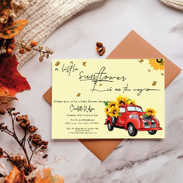 Vintage Red Lastbil med Solblommor Baby Shower Inbjudningar
