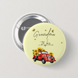 Vintage Red Lastbil med solblommor Grandma to be Knapp