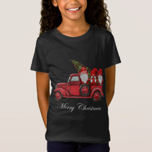 Vintage Red Lastbil med tre Gnomes Merry Christma T Shirt