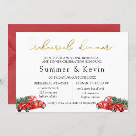 Vintage Red Lastbil Rehearsal Middagsinbjudan Inbjudningar