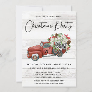 Vintage Red Lastbil Rustic-familjen, Party Julkort