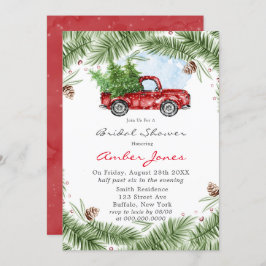 Vintage Red Lastbil Snö Inbjudningskort för möhipp