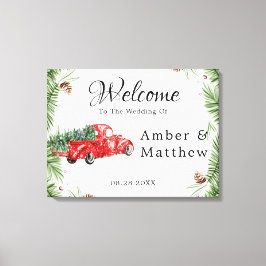 Vintage Red Lastbil Snö jul Bröllop Canvas Pr