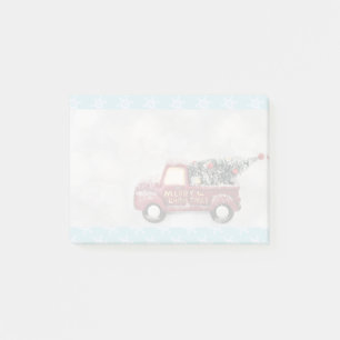 Vintage Red Leksak Lastbil med Julgran Post-it Block