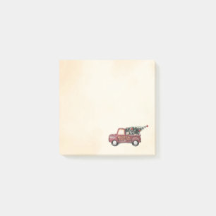 Vintage Red Leksak Lastbil med Julgran Post-it Block