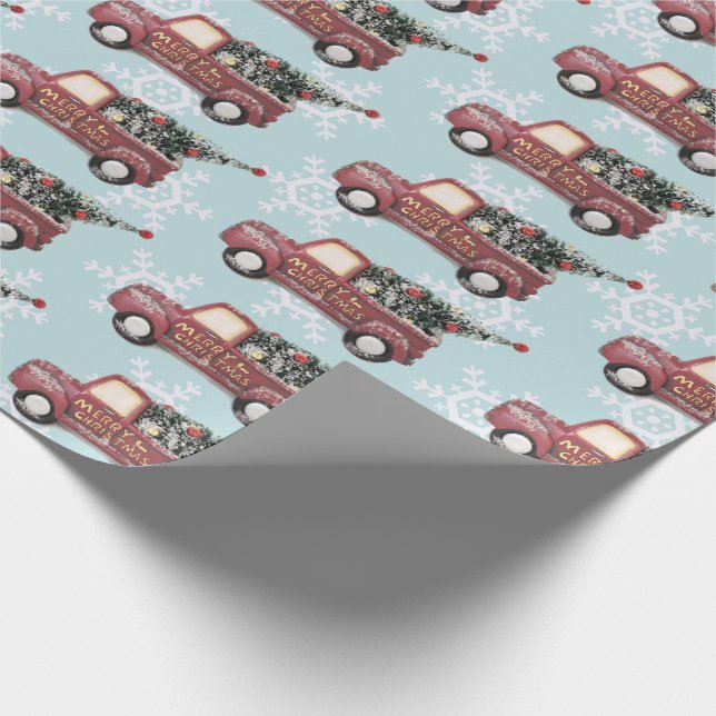 Vintage Red Leksak Lastbil med Julgran Presentpapper (Hörn)