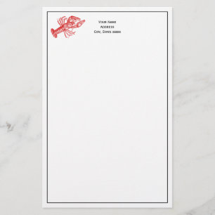 Vintage Red Lobster #1 Teckning Brevpapper