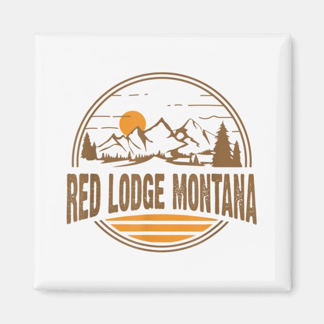 Vintage Red Lodge, Montana Mountain Hiking Souveni Magnet (Framsidan)