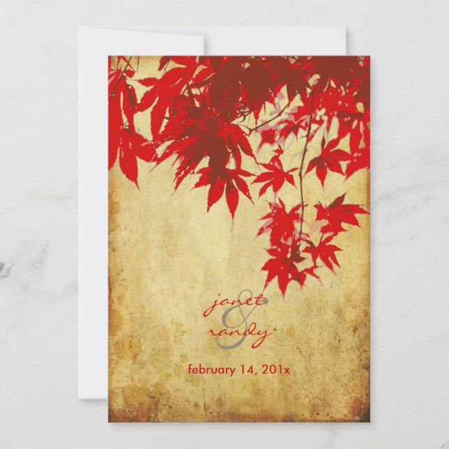 Vintage Red Maple Lövs-/fallinbjudningar Inbjudningar (Framsida)
