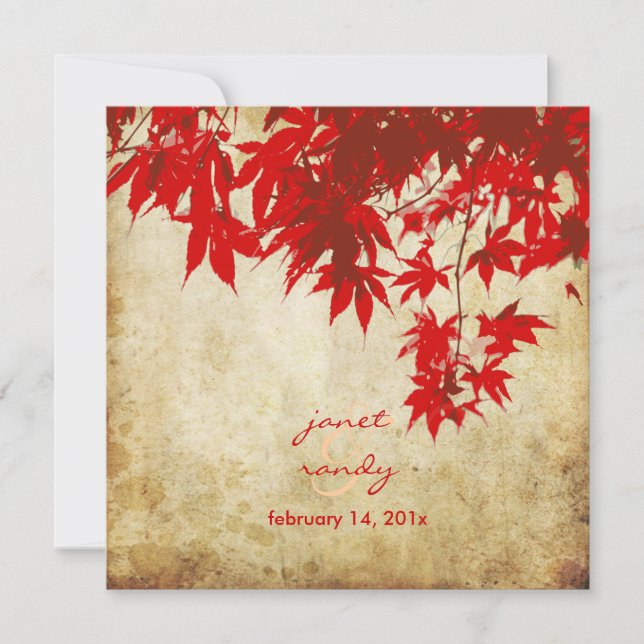 Vintage Red Maple Lövs-/fallinbjudningar Inbjudningar (Framsida)