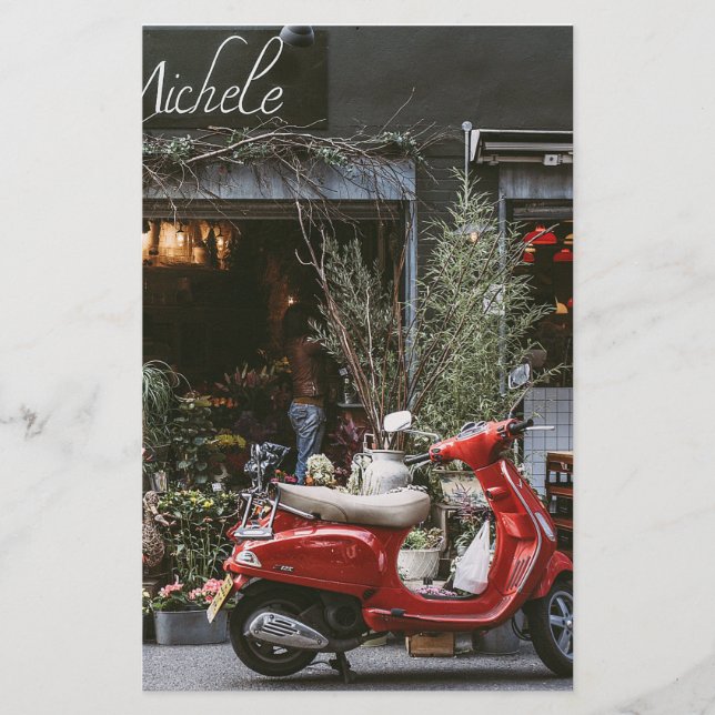 Vintage Red Motor Scooter        Brevpapper (Framsida)