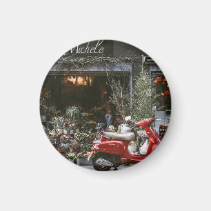 Vintage Red Motor Scooter Magnet