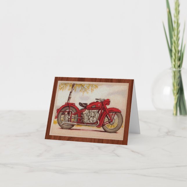 Vintage Red Motorcycle Kort (Front)
