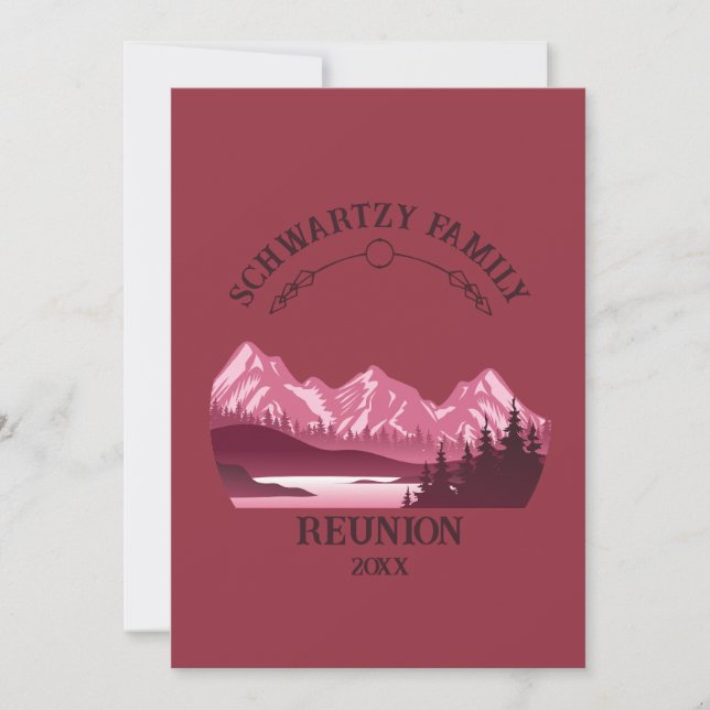 Vintage Red Mountain Sjö Sunset Inbjudningar (Framsida)