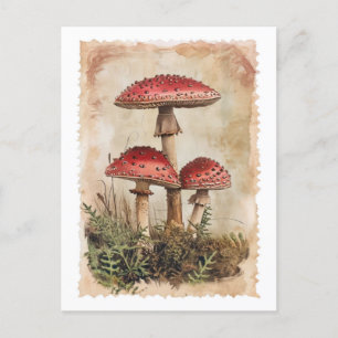 Vintage Red Mushroom vykort