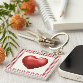 Vintage Red och Cream Gingham with Heart