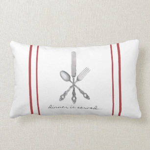 Vintage Red och Grått Pillow Middagen betjänas Lumbarkudde