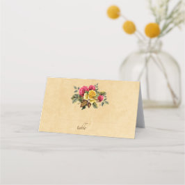 Vintage Red och Gul ros Blommigt Bröllop Placeringskort