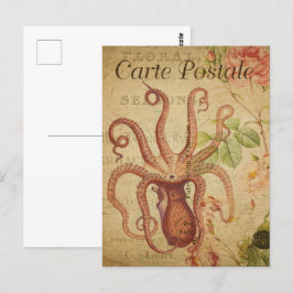 Vintage Red Octopus Vykort