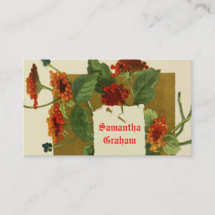 Vintage Red orange anpassningsbar blommigt Visitkort
