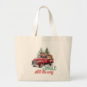 Vintage Red Pickup Lastbil "Jingle all way" Jumbo Tygkasse