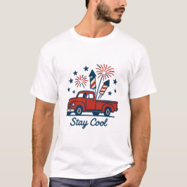 Vintage Red Pickup Lastbil med Fireworks - Est. 17 T Shirt