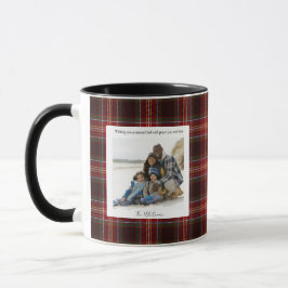Vintage Red Plaid Monogram 2 Photo Cute Christmas Mugg