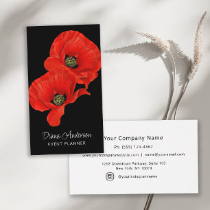 Vintage Red Poppies Botanical Visitkort