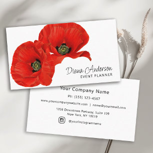 Vintage Red Poppies Botanical Visitkort