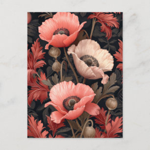 Vintage Red Poppies Inspired av William Morris Vykort