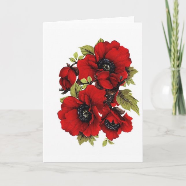 Vintage Red Poppies Kort (Framsida)