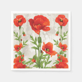 VINTAGE RED POPPIES PAPPRA NAPKINER PAPPERSSERVETT