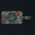 Vintage Red Poppy Blommigt William Morris Monogram Bagagebricka<br><div class="desc">Den här enkla men elegant-designen har en elegant som William Morris inspirerade blommönstret med rik röd,  sage grönt,  mörk blått och guld. Behålla ditt bagage med stil. Lägg till ett namn för att anpassa det. Gör en underbar jul eller Mors dag-gåva. Skapat av Farmhouse Press.</div>