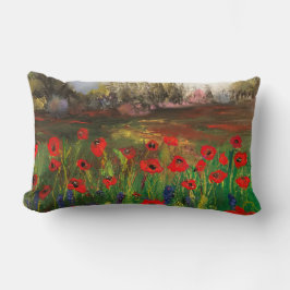 Vintage Red Poppy Flower Fält of Blommigt Delight Lumbarkudde
