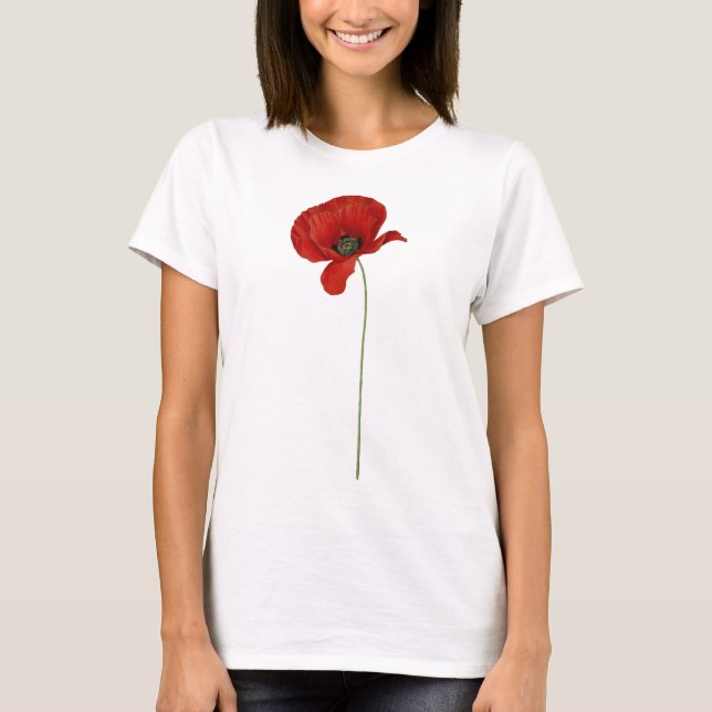 Vintage Red Poppy T Shirt (Framsida)