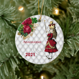 Vintage Red Queen Alice jul Julgransprydnad Keramik