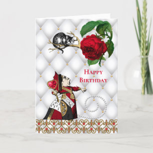 Vintage Red Queen Cat Ro Birthday Kort